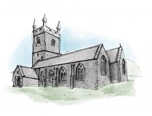 St Leonard's ink sketch colour